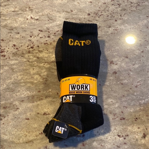 NWT CAT (Caterpillar) 3 pack Mens work socks black. Size 8-12 - Picture 1 of 9